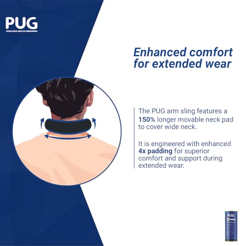 Image of PUG Arm Sling, Designed for compliance at 90 degrees for optimal recovery, With Airmesh Technology, Double and elongated pad cushion for extra care, Ergonomically designed for Indian Arm, With additional pouch to carry mobile