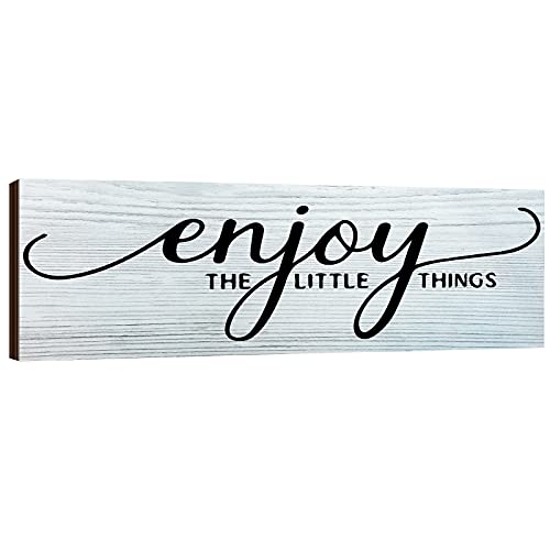 Enjoy The Little Things Wooden Wall Sign Quote Wood Sign Rustic Hanging Wall Sign Farmhouse Wall Decoration for Home Wall Living Room Bedroom