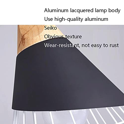 Lampe suspendue macaron E27 lustre en bois et métal