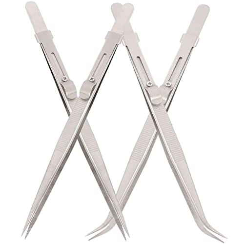 HOLIDYOYO Jewelry Making Tweezers 4pcs Precision Long Tip Nonslip Handcrafting Tweezers for Jewelry Stamp