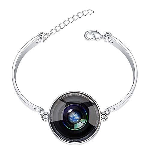 Artwork Store Adjustable Silver Bracelets Blue Sky Camera Lens Charming Fashion Chain Link