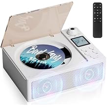Bluetooth Portable CD Player with Dual Stereo Speakers, 4000mAh Rechargeable Boombox with Dust Cover, FM Radio, USB/AUX/TF, Remote Control, Aesthetic Audio Player for Home Decor, Study, Gifts