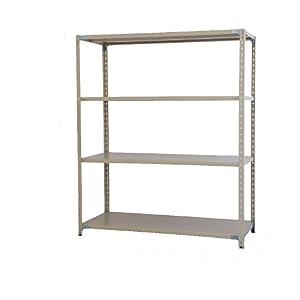 プラス KR 軽量 スチールラック 業務用 (天地4段) 耐荷重150kg/段 |奥行612mm 高さ1800mm 幅1512mm 簡単組立 587181 ライトグレー 〈メーカー直販〉