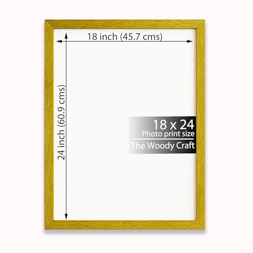 Image of Photo Frame 18x24 Inch | Yellow Photo Frame For Wall | Trendy Wall Frame | Wooden Photo Frame Crafted For Style | Artistic Big Photo Frames For Wall | Ideal Empty Frames For Wall Decor