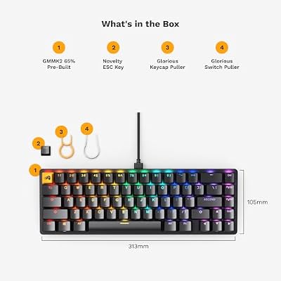 GLORIOUS Gaming GMMK 2 - TKL Mechanical Keyboard - Custom 65% Keyboard - Compact -Hotswap w/Cherry Mx Style Switches - Incl. Double Shot Keycaps & Linear Switches - PC Gaming Setup Accessories