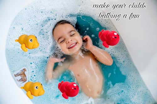 Image of COSMOBABY Premium (Duck & Walrus Combo) Bath Toys, Cute Swimming Bath Toys for Toddlers 1-3, Floating Wind Up Toys for 1-5 Year Old Boy Girl, New Born Baby Bathtub Water Toys, Proudly Made in India