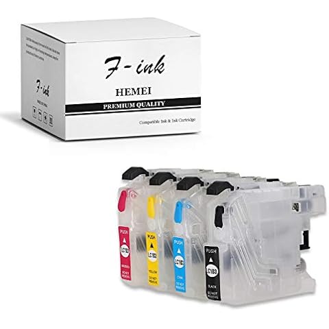 F-INK Empty Refillable Ink Cartridge Replacement For Brother LC103 LC105,Work With MFC-J4510DW J450DW J285DW J470DW J475DW J650DW J870DW J875DW J4610DW J4310DW J4410DW J4710DW J6520DW J6720DW Printer Cover
