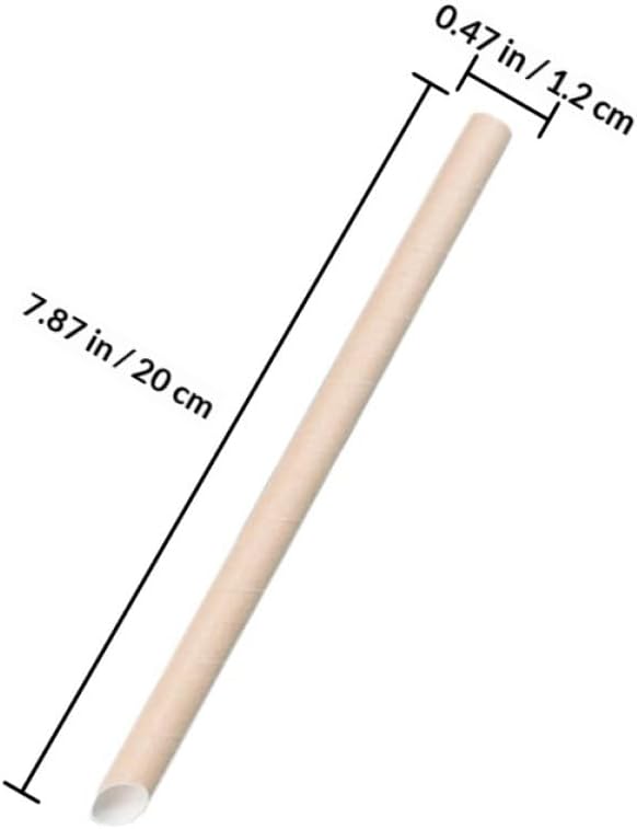 Disposable Paper Beverage Straws 100 Pack 12x200mm Pulp Milk Tea Straws with Independent Packaging for Household and Store Use