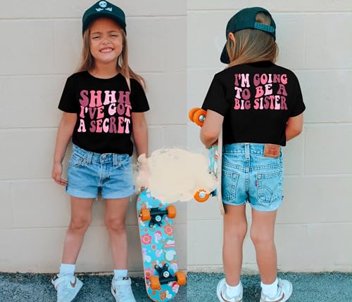 Image of LOTUCY Big Sister Shirt for Toddler Girls Cool Big Sis Club Tshirt Promoted to Big Sister Announcement Outfits