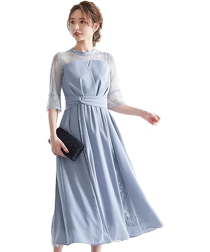 [niana] 結婚式 ワンピース パーティードレス 大きいサイズ 小さいサイズ 低身長 ビスチェブルーグレー M