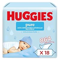 Huggies Pure Salviette Umidificate per Bambini, 18 Pacchi da 48 Pezzi