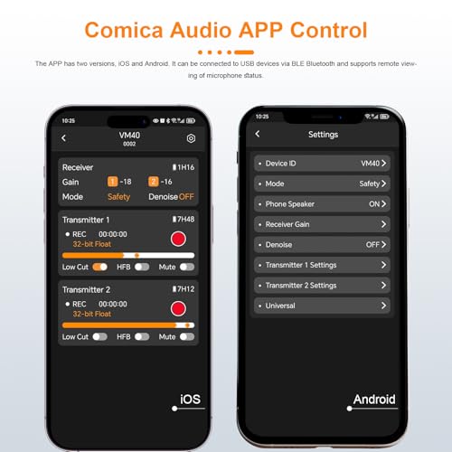 COMICA VM40 Wireless Shotgun Microphone, 32-bit Float Internal Recording, 32GB Memory, 200M Range, Super Cardioid, External Camera Microphone for Filmmakers, Interviews, YouTube Live Streaming - Image 6
