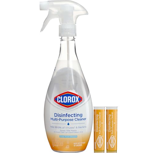 Image of Clorox Disinfecting Multi-Purpose Cleaner Starter Kit, Household Essentials, One Reusable Spray Bottle Plus 2 Refills