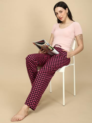 Image of PYNK by Lux Cozi Women's Cotton Printed Palazzo Pyjama Relaxed Lounge Pants | Super Soft Comfortable | Loungwear Pyjama Pant-Pack of 1