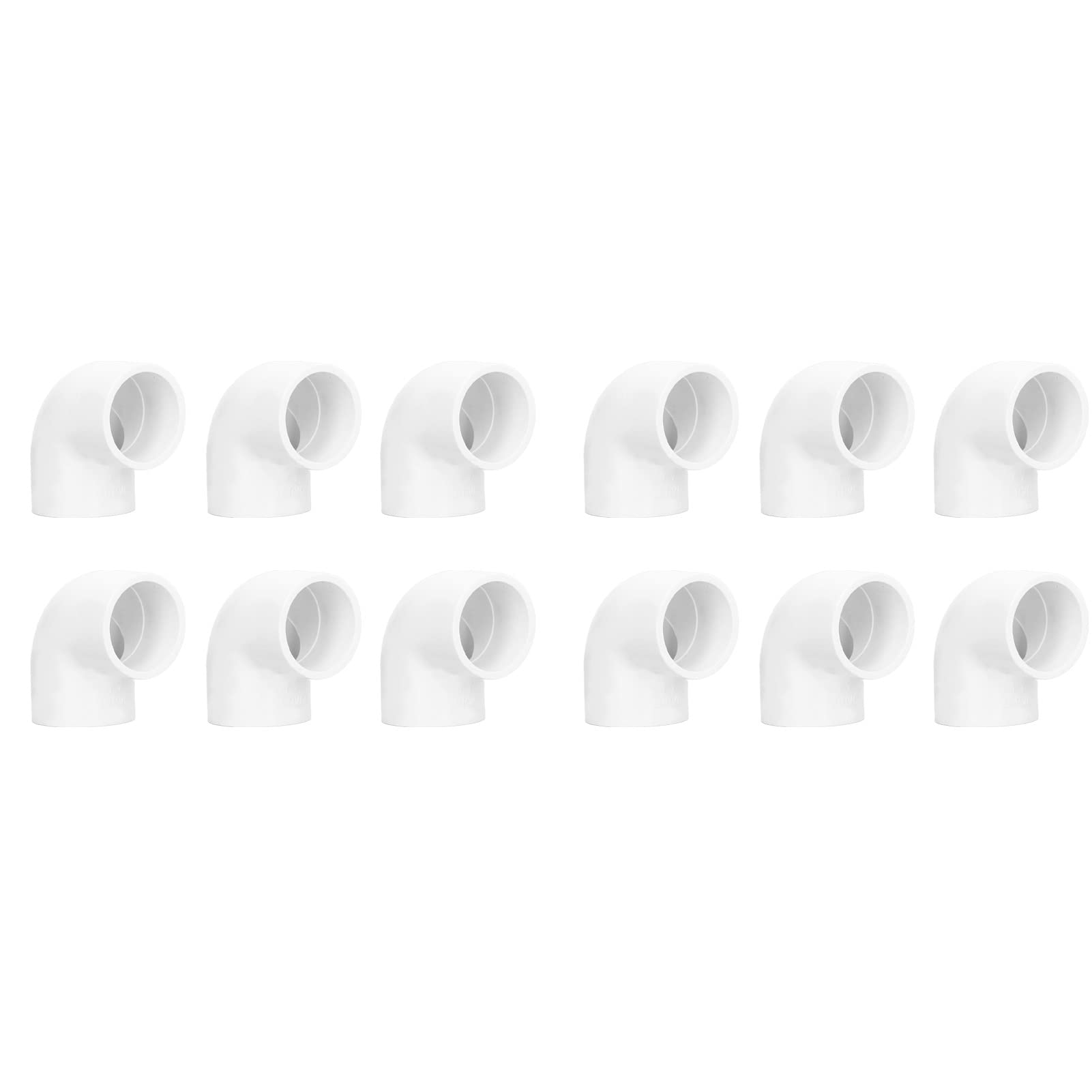PVC Pipe Fittings, 12Pcs 90 Degree White Elbow Unthreaded Adapter Coupling 2 Way Plastic Water Supply Joints (32mm)