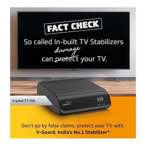 Image of V-Guard Crystal TT 150 Plus TV Stabilizer with Digital Display for 203 cm (80 inch) TV + Set Top Box + Home Theatre System /Gaming Console (Working Range: 90-290 VAC; 3 A)