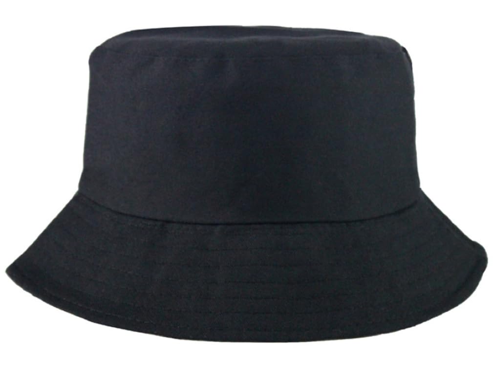 L&L® Cotton Adults Bucket Hat Summer Fishing Fisher Beach Festival Sun Cap (Black)