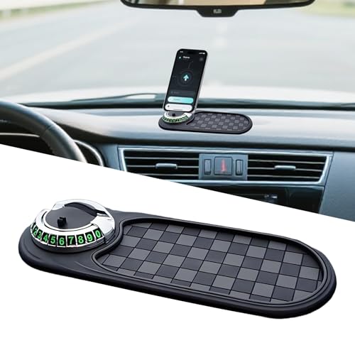 Multifunction Car Anti-Slip Mat,Car Anti Slip Mat Phone Holder For Dashboard,Multifunctional Car Dashboard Phone Holder,With Temporary Parking Numbe For Phone Sunglasses Keys Gadgets (Silver)