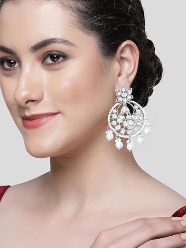 Image of Karatcart Gold Plated Yellow Meena Dangler Earrings for Women