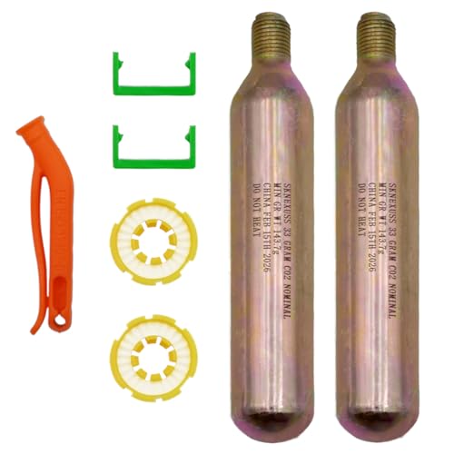 SKNEXUSS 33G CO2 Cartridge Cylinder for Life Vest Accessory for CO2 PFD Rearming Kit for Auto/Manual Inflating Life Jacket for Adult Used for Fishing Surfing Sea/Ocean Activities-2pack