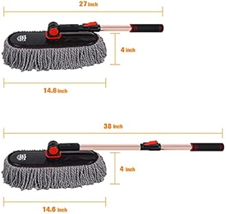 RIDE KINGS Car Dust Brush Set, Extendable Handle, Large and Small Car Brushes Remove Dust Exterior Interior of Cars and Trucks. Multifunctional Dust Collector, Microfiber,Non-Scratches, 2-Pack
