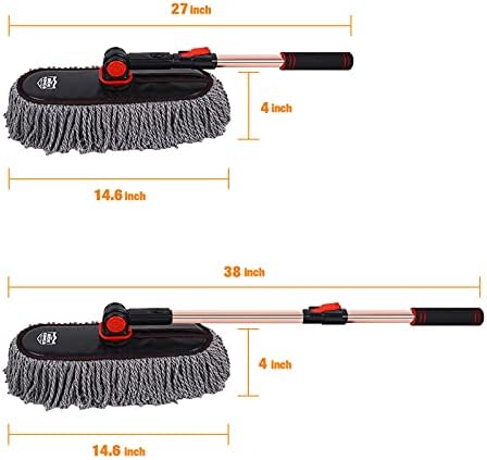 Car Dust Brush Set, Extendable Handle, Large and Small Car Brushes Remove Dust Exterior Interior of Cars and Trucks. Multifunctional Dust Collector, Microfiber,Non-Scratches, 2-Pack