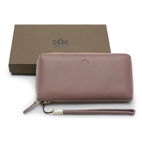 2R Mulberry Leather Zipper Wallet, Long Style, Pink3