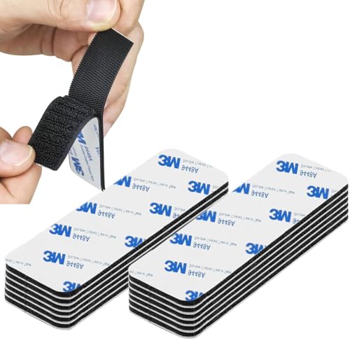 OMBRISA Belcro Adhesivo Doble Cara Fuerte 10Pcs, Negro Cinta Belcro Adhesivo Fuerte 3x10cm, Reutilizable Nylon Cinta Adhesiva Doble, Adhesivo Doble Cara Extrafuerte para Oficina, Doméstica (10pcs)
