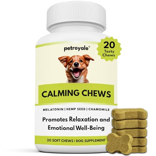 Image of Petroyale Calming Chews for Dogs | Reduces Stress & Aggression in Dogs | Dog Behaviour Management | Non-Drowsy | Anti-Anxiety & Long-Lasting Relief | Suitable for Daily Use | 20 Soft Chews