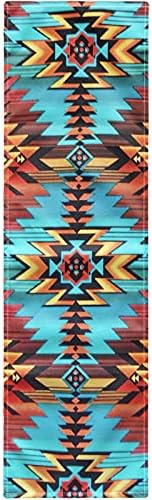 GLENLCWE Southwestern Native Indian American Aztec Navajo Print Table Runner,108Inch Long Table Cover Rectangle Table Runner for Men Women
