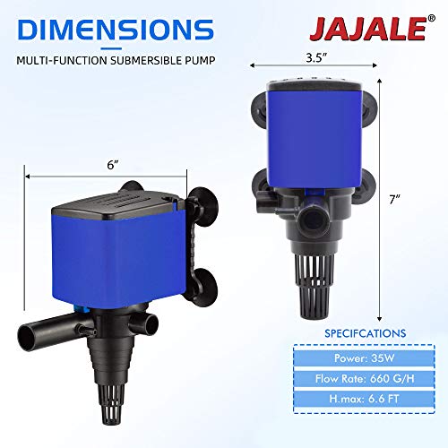 JAJALE-Water-Pump-660-GPH-Submersible-Internal-Aquarium-Powerhead-Water-Pump-Ultra-Quiet-For-AquariumFish-Tank