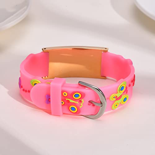 MEALGUET Medical Alert id Bracelets for Kid, Customized Children Silicone & Stainless Steel Adjustable Medical ID Wristband for Toddler,Child,daughter,son, safety ID Bracelet3