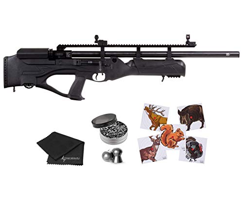 Wearable4U Hatsan HGHercBull-30 Hercules Bully .30 Caliber Air Rifle Towel and 100x 46.3 Grain Pellets and 100x Paper Targets Bundle (Black)
