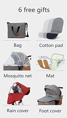 Kinderwagen 3 in 1 kinderwagen Royal Luxe Lederen Aluminium Frame Hoge Landschap Vouwen Kinderwagen Pram met geschenken… - Afbeelding 6