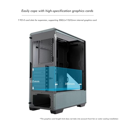 Gabinete Gaming para computadora, compatible con ATX/M-ATX/ITX, panel lateral de vidrio templado, soporte para refrigeración líquida, fácil administración de cables, panel superior I/O, 8 ventiladores miniatura 5
