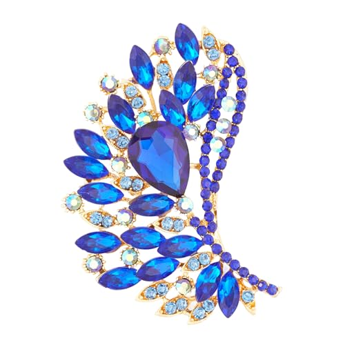 Image of Rhinestone Crystal Big Large Brooch Pin Jewerly Accessory Wing shape Gold Tone