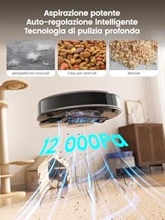 Lefant M3 Robot Aspirapolvere Lavapavimenti con Mappatura, Aspirazione 12000Pa, Doppi Mop Rotanti, Laser dToF, Sensori PSD, Lavaggio Mop 45°C, Autosvuotamento 3,2L, WiFi, Alexa/App, Grigio