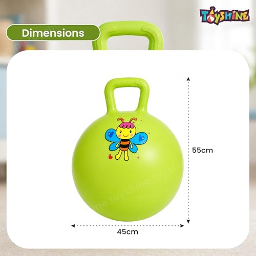 Image of Toyshine Hopper Ball 45cm for Kids Ages: 3-6 Inflatable Hopping Balls Jumping l Toys Sit and Bounce Ball with Handle - Green