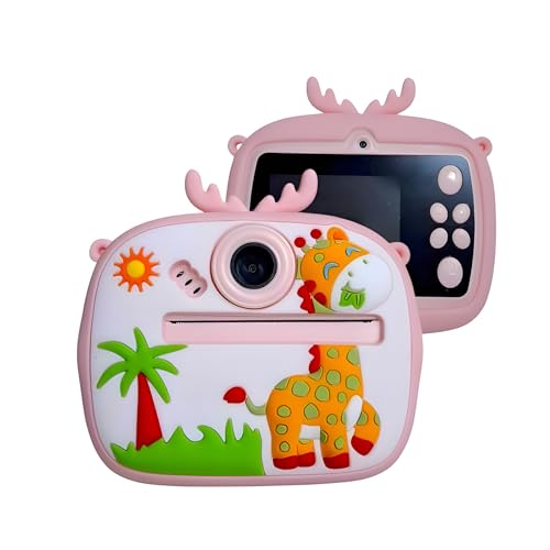 Image of Omeron (1 Year Warranty) Kids Instant Print Camera 12MP HD Photo & Video, Thermal Printer, Rechargeable Battery, Paper Rolls & Protective Silicone Cover - Pink