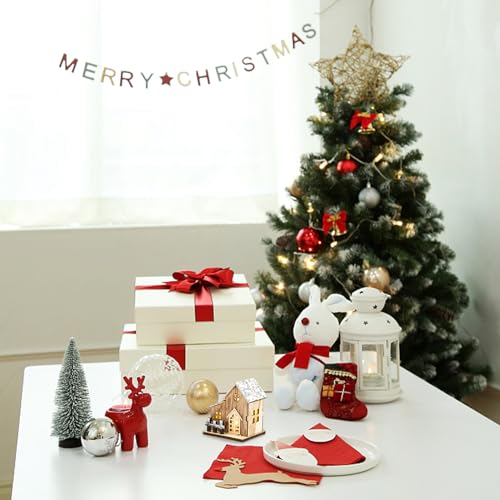 Mini-décorations de maison de Noël LED en bois pour centre de table - 5