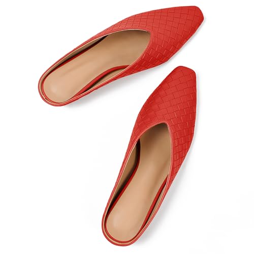 Image of Woven Mules for Women Slip on Comfortabke Metallic Slides Ladies Trendy Square Toe Hidden Wedge Mules