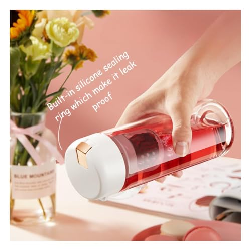 Image of Wosta Leakproof Glass Water Bottle with Stainless Steel Infuser Glass Tea Infuser Bottle with Strainer and Neoprene Sleeve for Loose Leaf Tea, Cold Brew Coffee. (D - BLACK, 420ML)