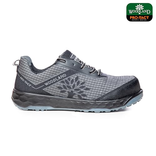 Image of Woodland Ranger Knitted Safety Shoes for Men | Oil Resistant Safety Shoe with Anti Slip Grip | Lightweight & Antistatic PU Double Density with Composite Toe | Black