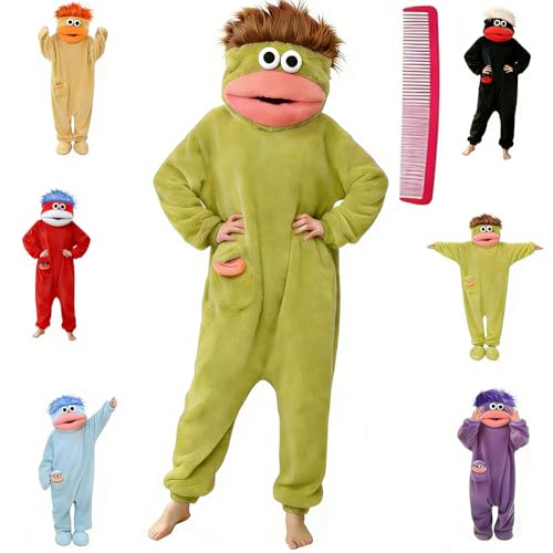 JVZJVZ Big mouth monster jumpsuit funny jumpsuit monster jumpsuit warm home clothes party costumes (US, Alpha, X-Large, Regular, Regular, Green)
