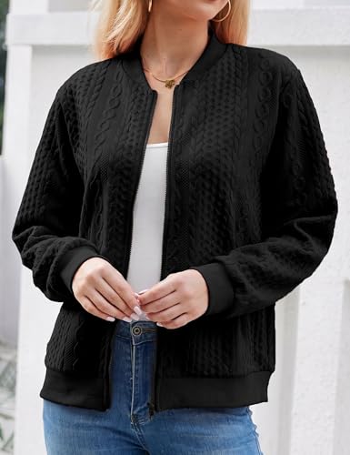 Image of Larmliss Women's Zip Up Cardigan Sweater Hoodies Long Sleeve Jacket Crewneck Casual Outerwear Spring Fall Trendy Coat Outfits