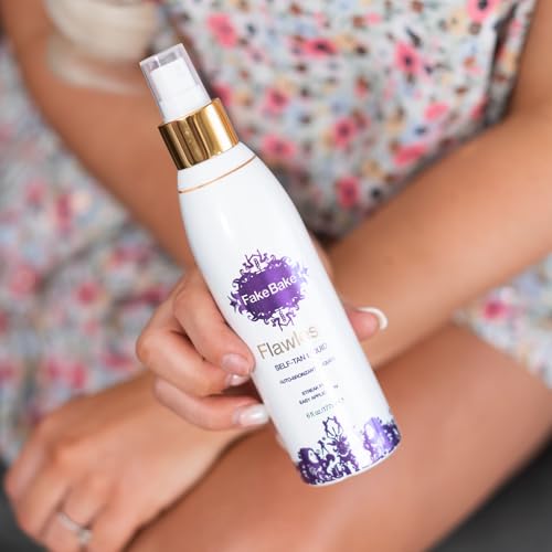 Fake Bake Flawless Self-Tanning Liquid Streak-Free, Long-Lasting Natural Glow For All Skin Tones - Sunless Tanner with Professional Mitt For Easy Application, Black Coconut Scent - 6 oz (Pack of 2)