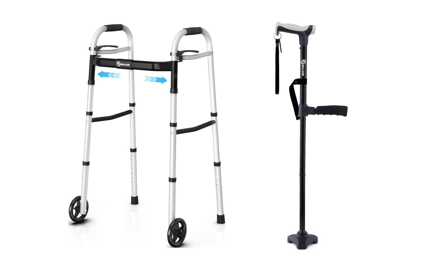 Adjustable Walking Cane+Narrow Folding Walkers