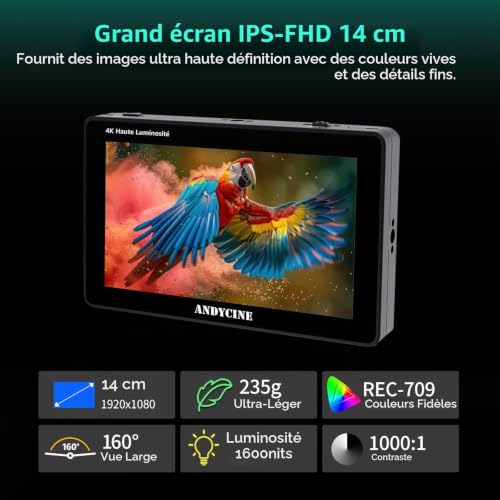 ANDYCINE C50 5,5 Pouces 1600Nits Moniteur Caméra avec Batterie 6600mAh – vue 3