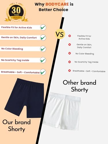 Image of BODYCARE Girls Solid Cycling Shorts | 100% Cotton Stylish, Comfortable & Durable Shorts for Girls | Pack of 3 (Color & Print May Vary)