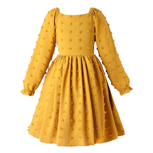 HILEELANG Girls Long Sleeve Princess Party Dress-Bow Tie Tulle Skirt Kids Holiday Birthday Wedding Outfit Ages 6-123